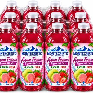 Paquete con 12 Botellas de Aguas Frescas Combinadas Guayaba-Fresa 1 Litro