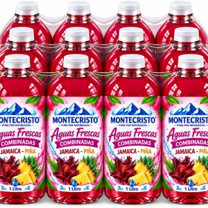 Paquete 12 piezas Aguas Frescas Combinadas Jamaica-Piña 1 litro