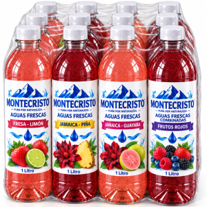 Paquete 12 piezas Aguas Frescas Combinadas Sabores Mixtos 1 litro